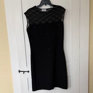 St. John Black Textured Mini Dress